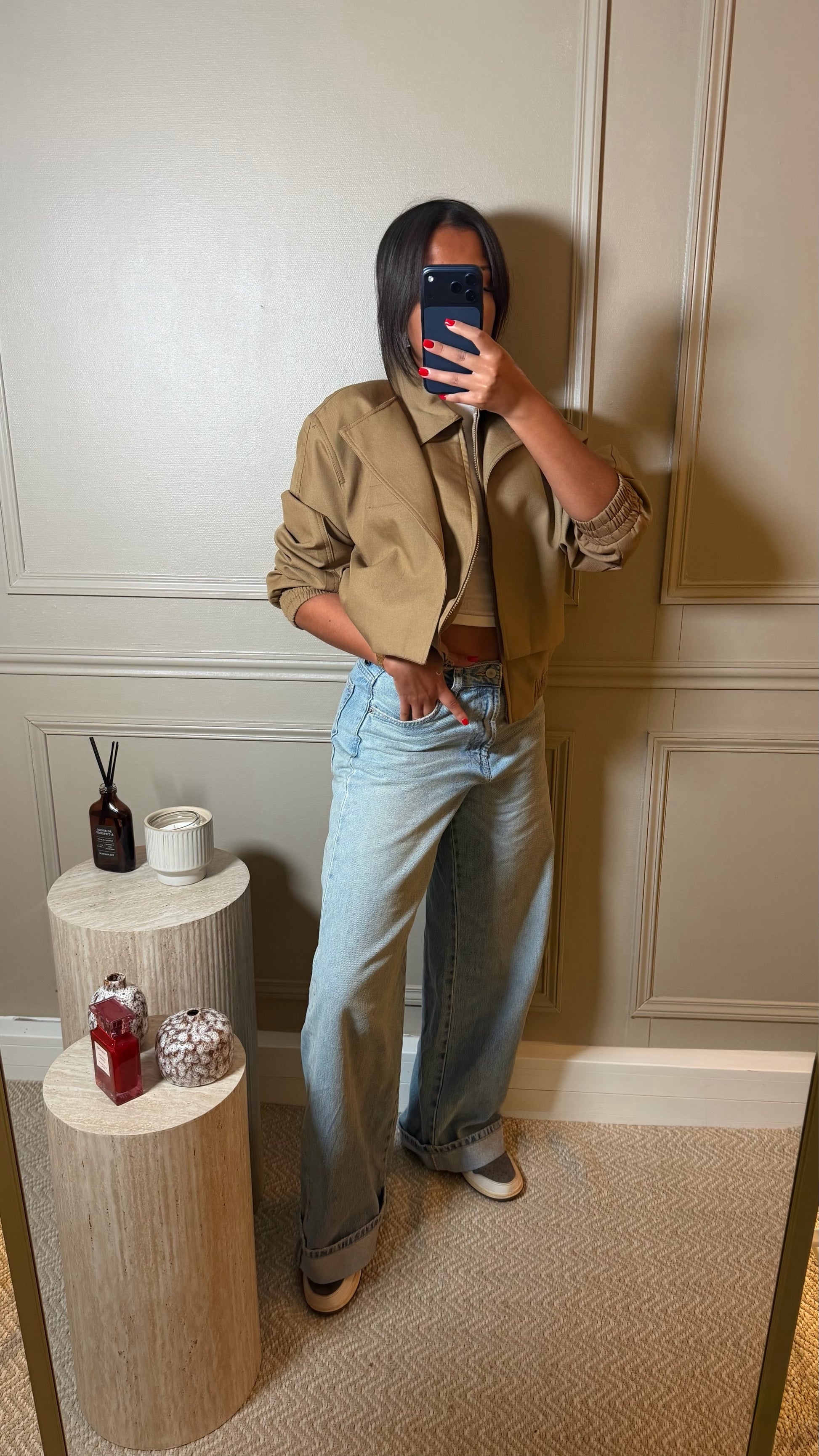 Bomber Beige Superposé