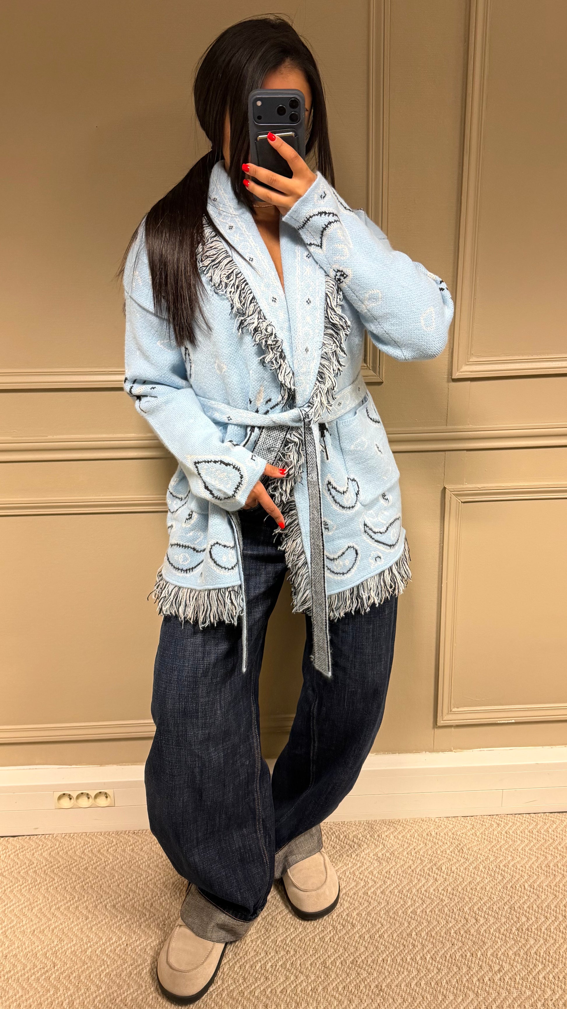 Cardigan Bandana bleu clair