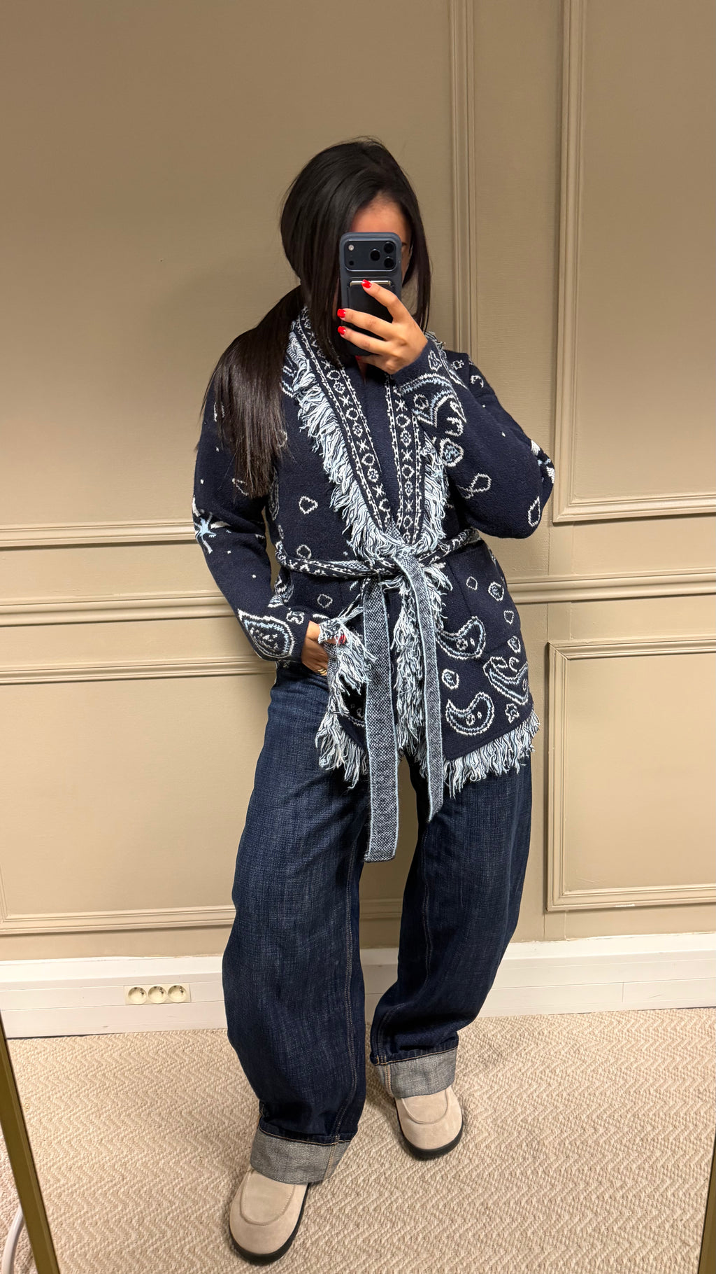 Cardigan Bandana bleu foncé