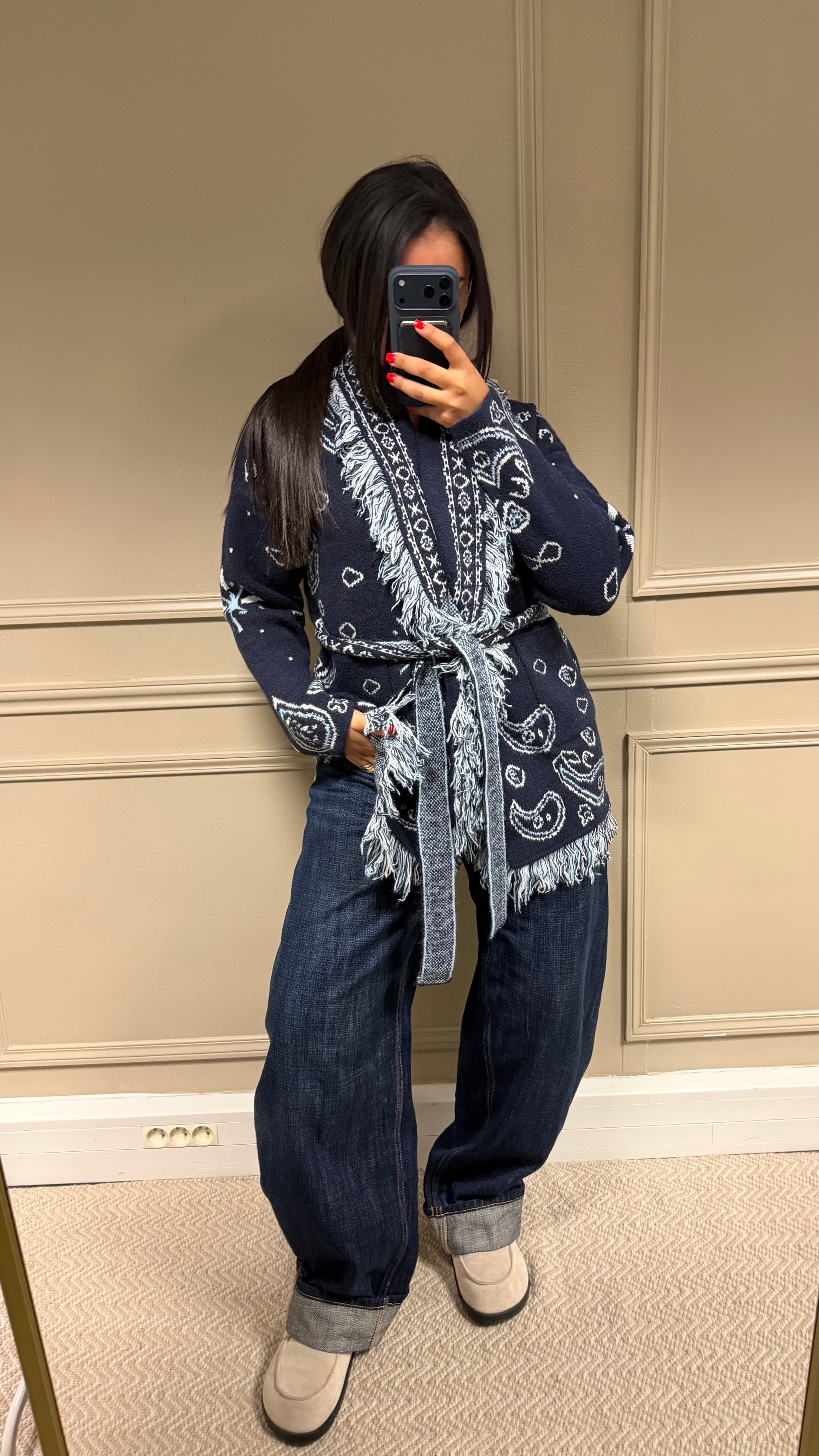 Cardigan Bandana bleu foncé