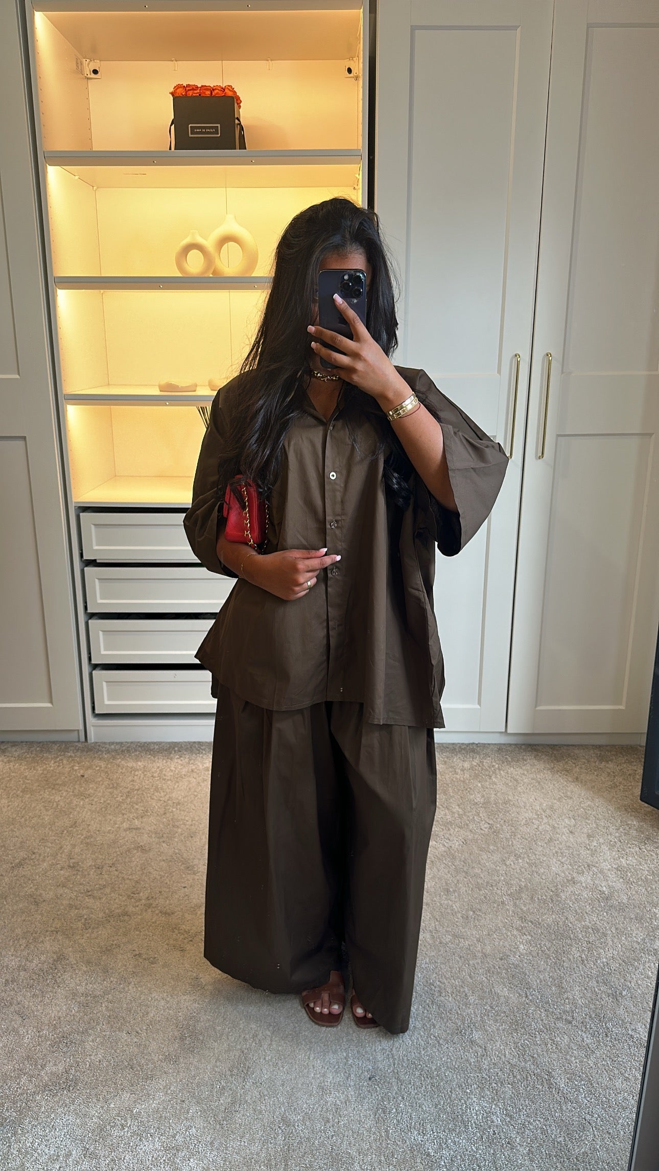 Ensemble oversize 100% coton Marron